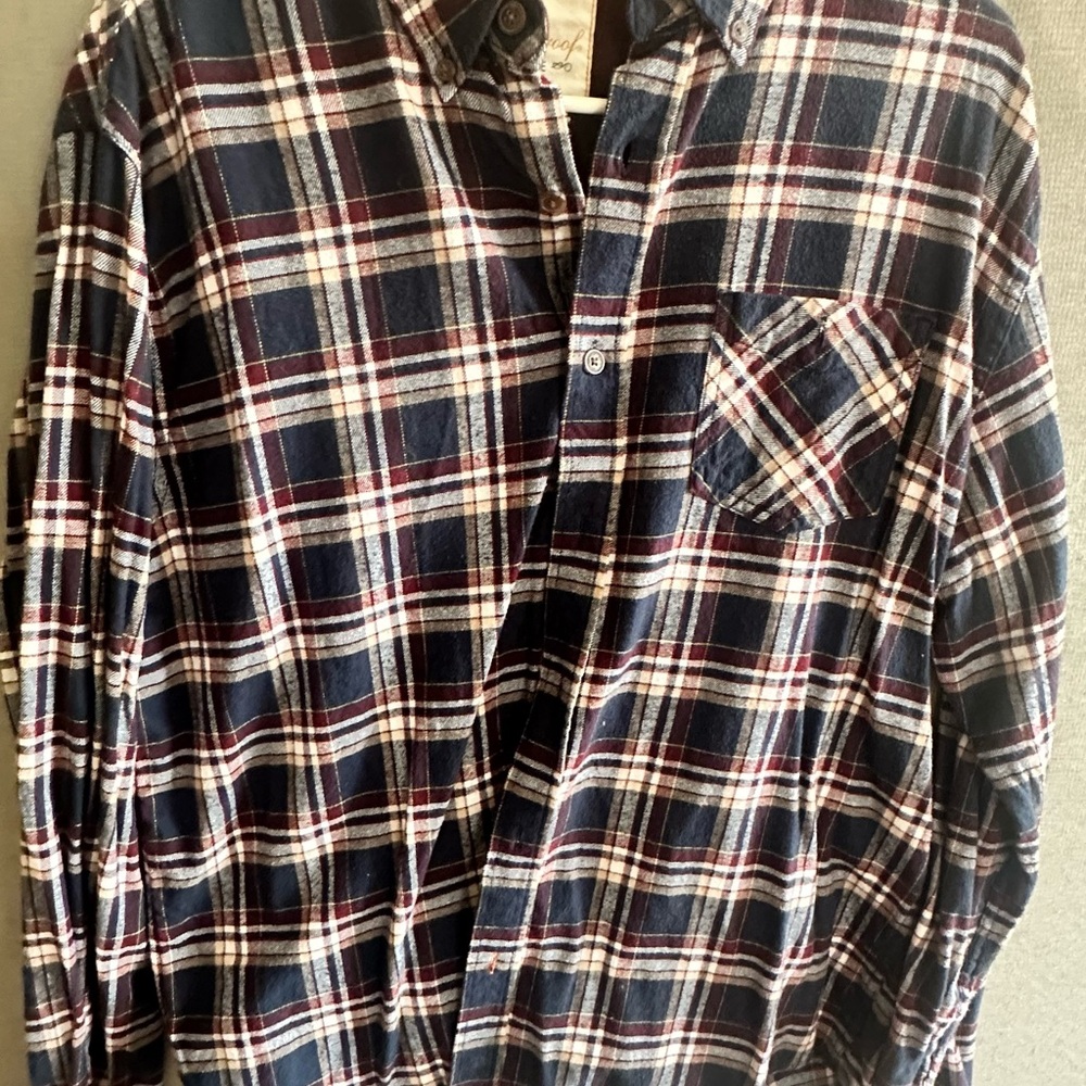 Classic Navy and Burgundy Plaid Shirt